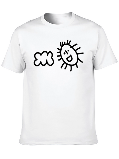 Camiseta Negra Sol y Nube Estilo Doodle