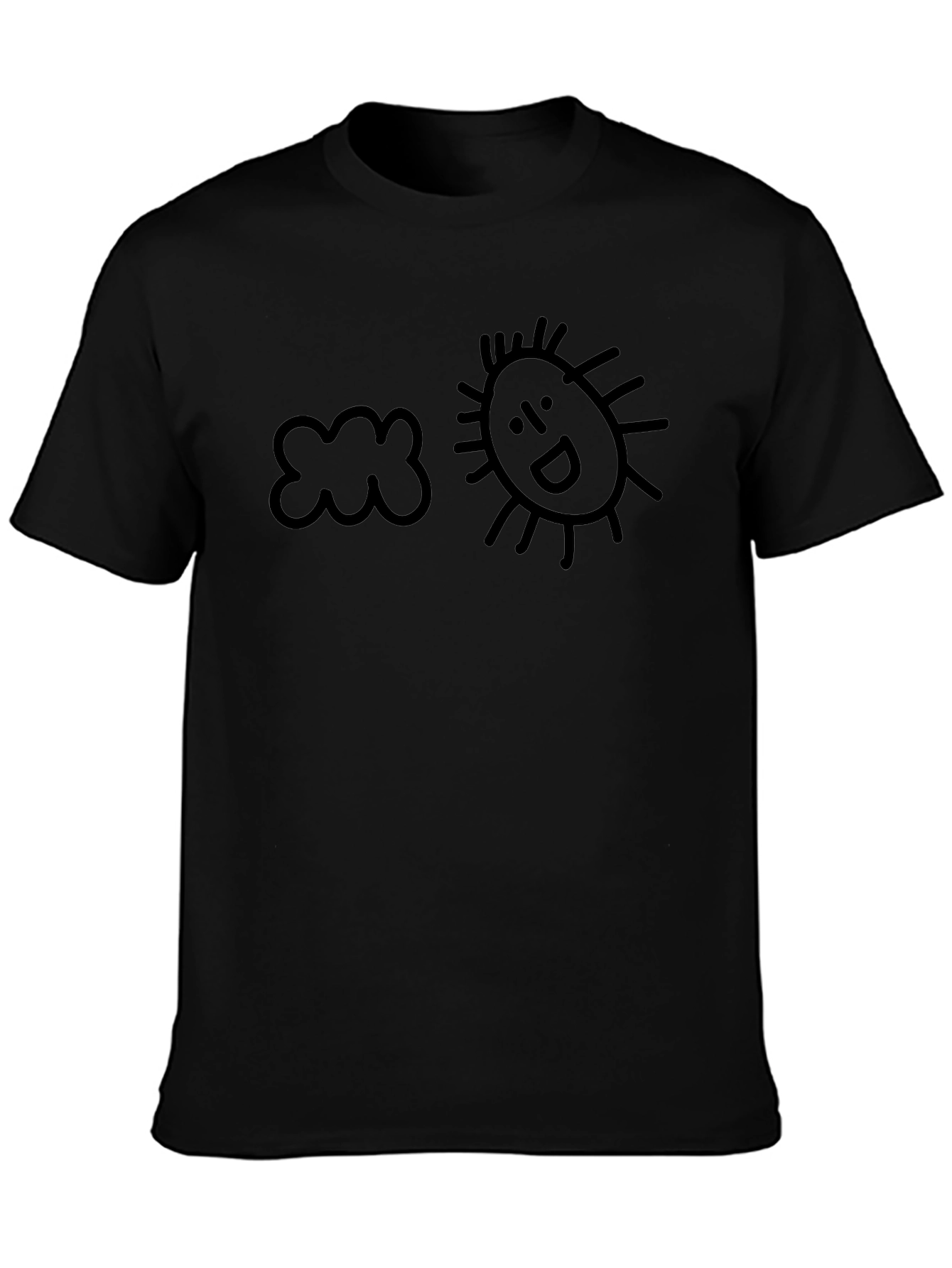 Camiseta Negra Sol y Nube Estilo Doodle
