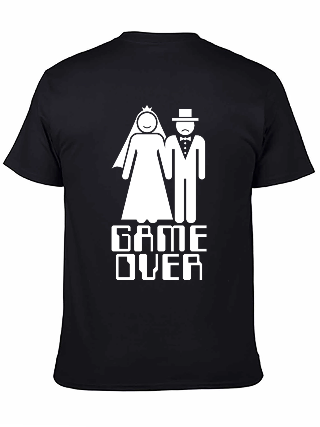 Camiseta Negra Divertida Game Over Boda