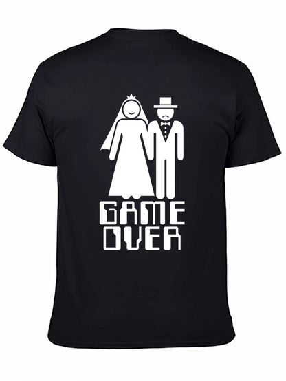 Camiseta Negra Divertida Game Over Boda