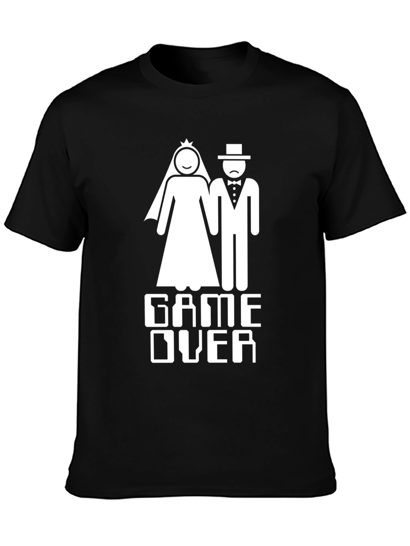 Camiseta Negra Divertida Game Over Boda