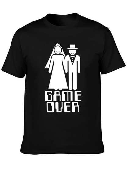 Camiseta Negra Divertida Game Over Boda