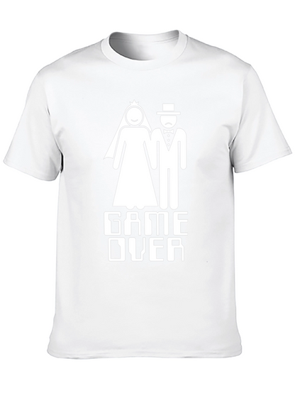 Camiseta Negra Divertida Game Over Boda