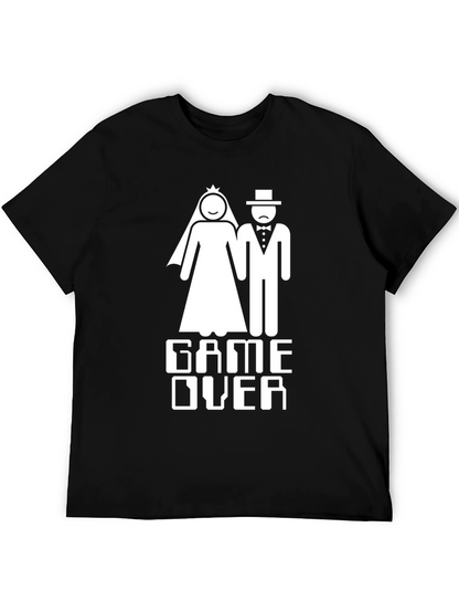 Camiseta Negra Divertida Game Over Boda