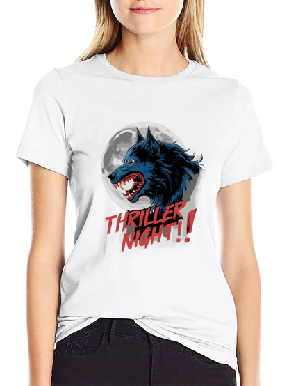 Camiseta Negra Hombre Thriller Night Lobo Aullando