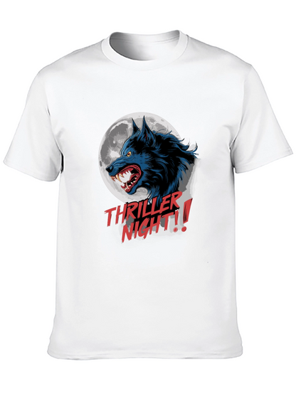 Camiseta Negra Hombre Thriller Night Lobo Aullando