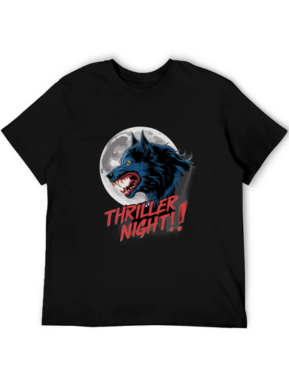 Camiseta Negra Hombre Thriller Night Lobo Aullando