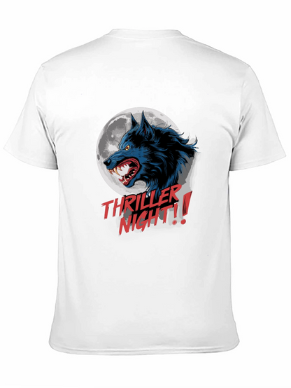 Camiseta Negra Hombre Thriller Night Lobo Aullando