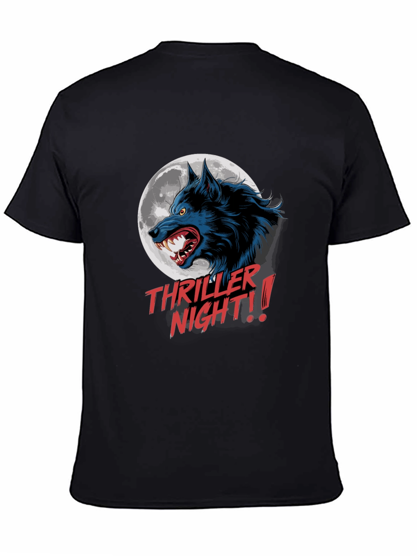 Camiseta Negra Hombre Thriller Night Lobo Aullando