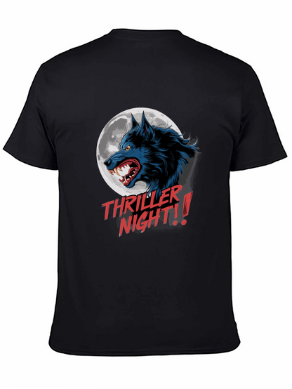 Camiseta Negra Hombre Thriller Night Lobo Aullando