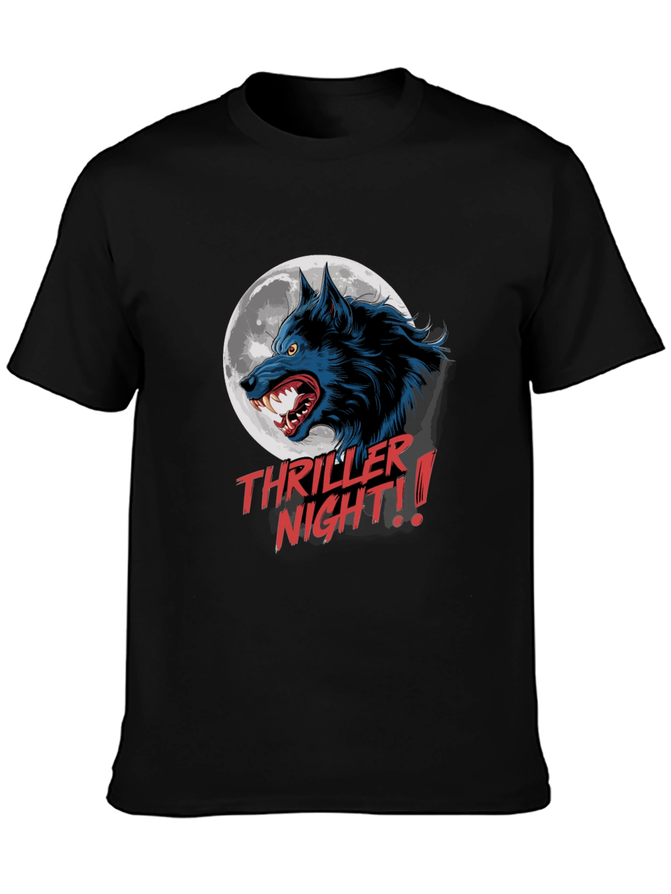 Camiseta Negra Hombre Thriller Night Lobo Aullando