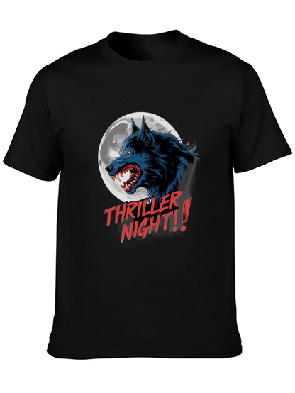 Camiseta Negra Hombre Thriller Night Lobo Aullando