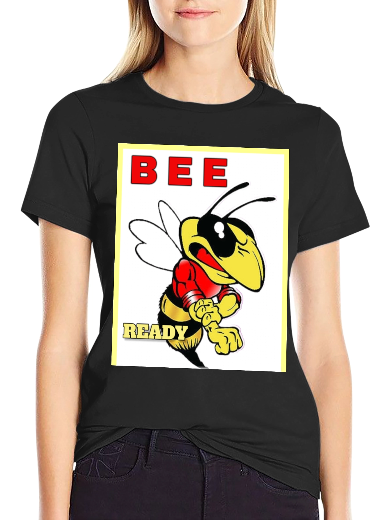 Camiseta Negra con Diseño de Abeja Bee Ready