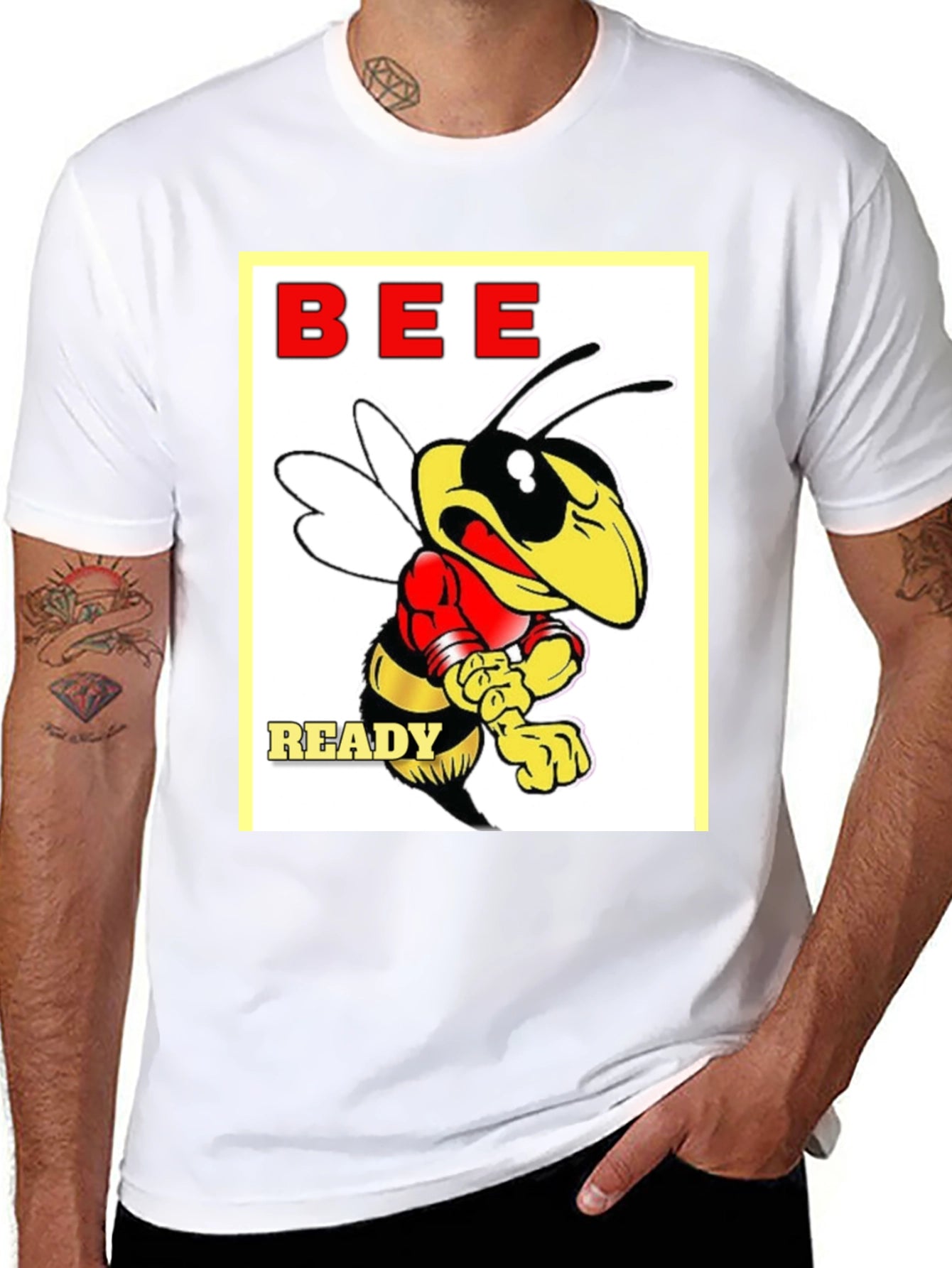Camiseta Negra con Diseño de Abeja Bee Ready