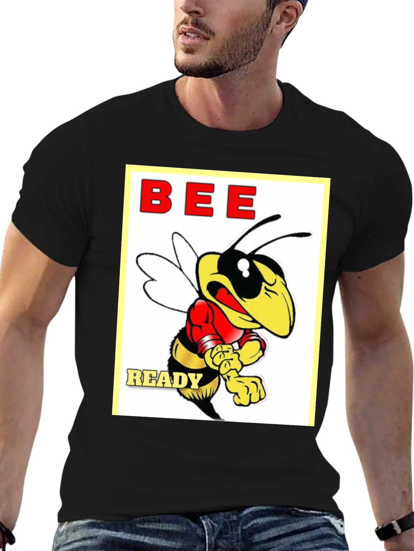 Camiseta Negra con Diseño de Abeja Bee Ready
