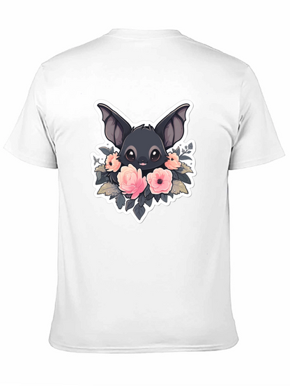 Camiseta Negra con Diseño de Murciélago Floral
