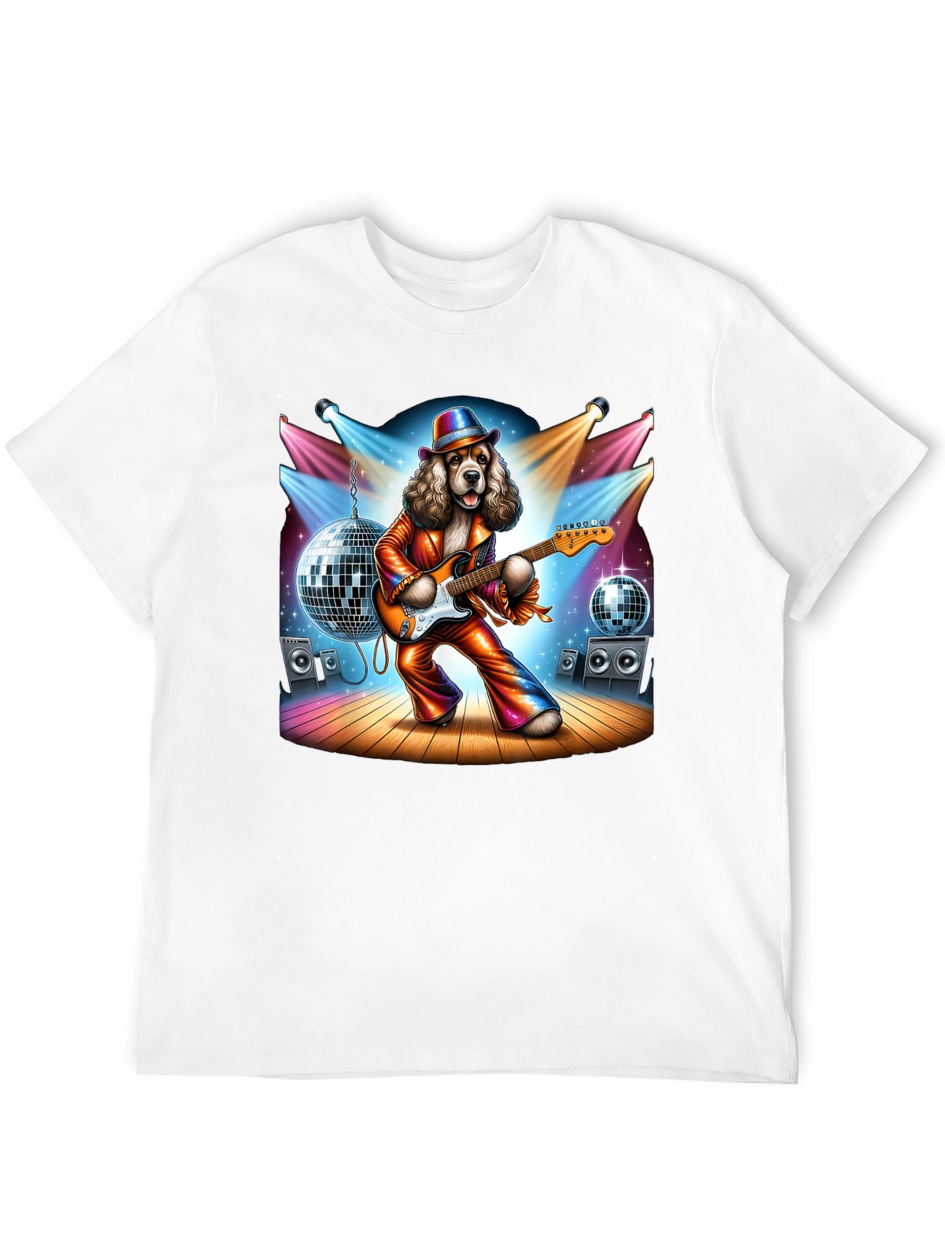 Camiseta Negra con Perro Rockstar Disco