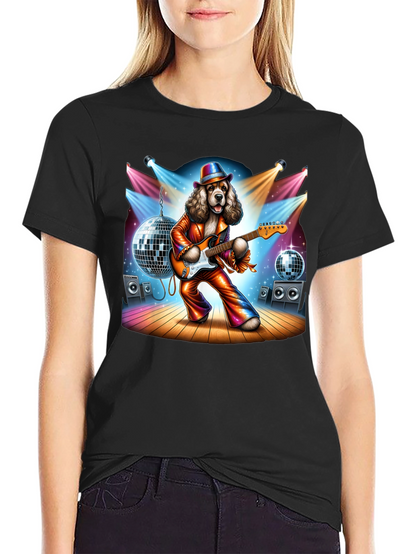 Camiseta Negra con Perro Rockstar Disco