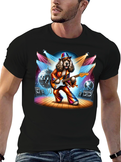 Camiseta Negra con Perro Rockstar Disco
