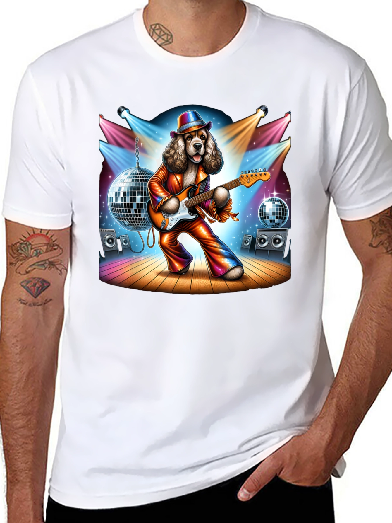Camiseta Negra con Perro Rockstar Disco