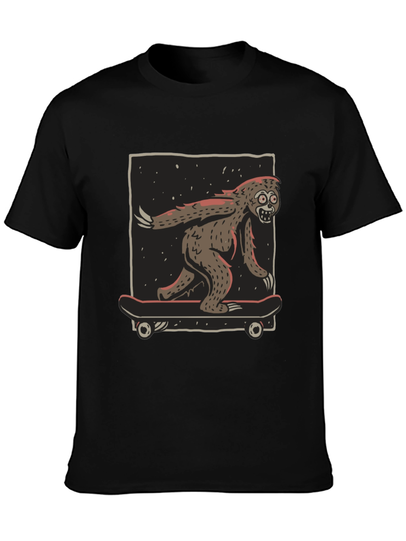 Camiseta Negra con Diseño de Yeti Skater