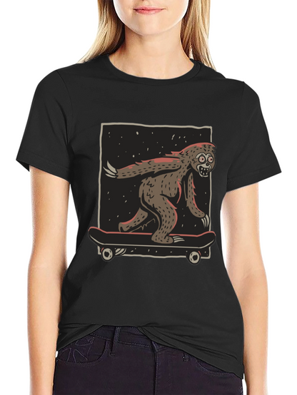 Camiseta Negra con Diseño de Yeti Skater