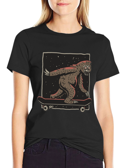Camiseta Negra con Diseño de Yeti Skater