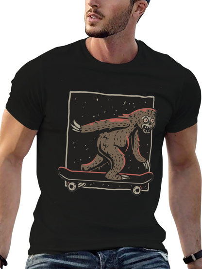 Camiseta Negra con Diseño de Yeti Skater