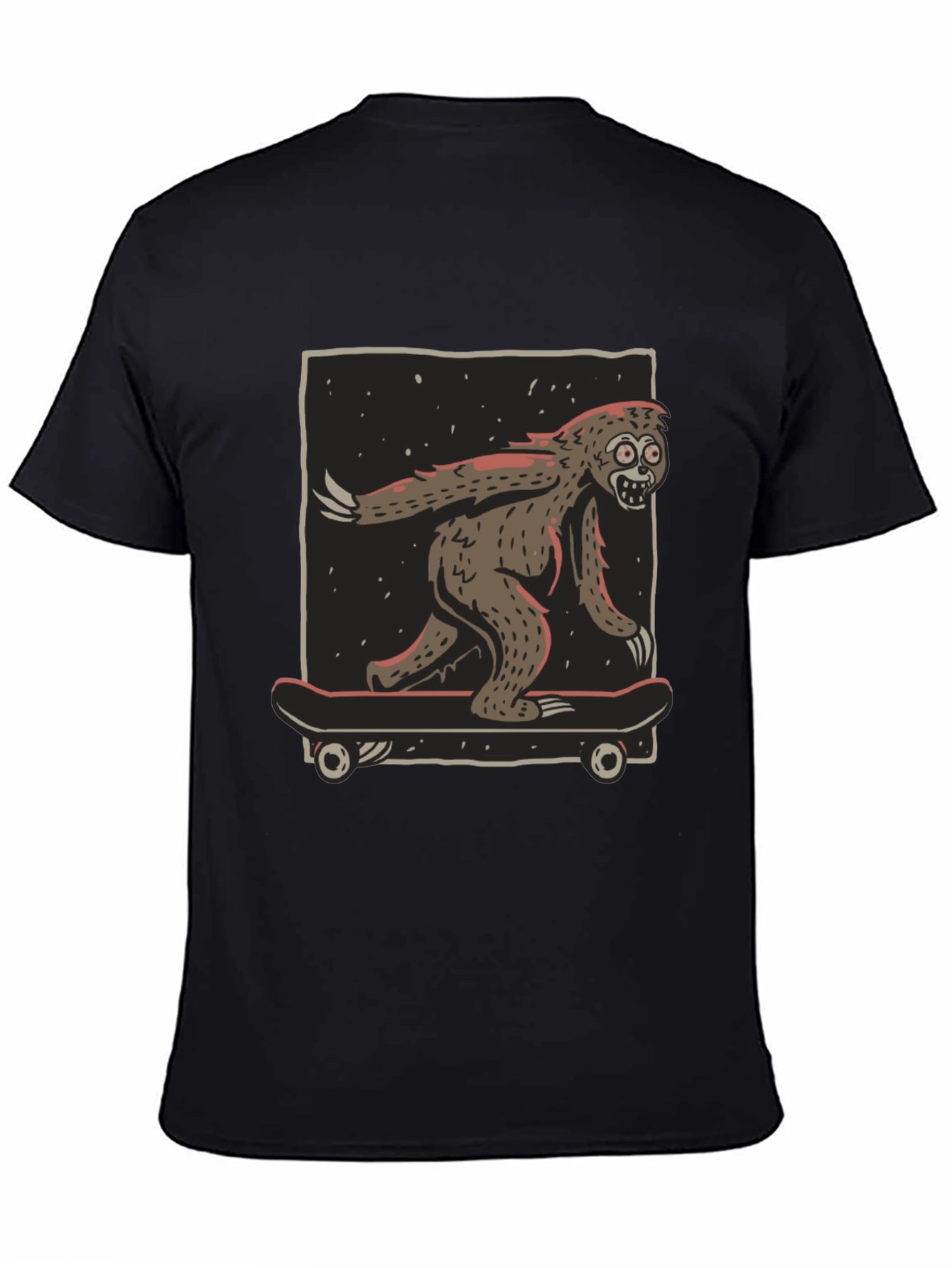 Camiseta Negra con Diseño de Yeti Skater