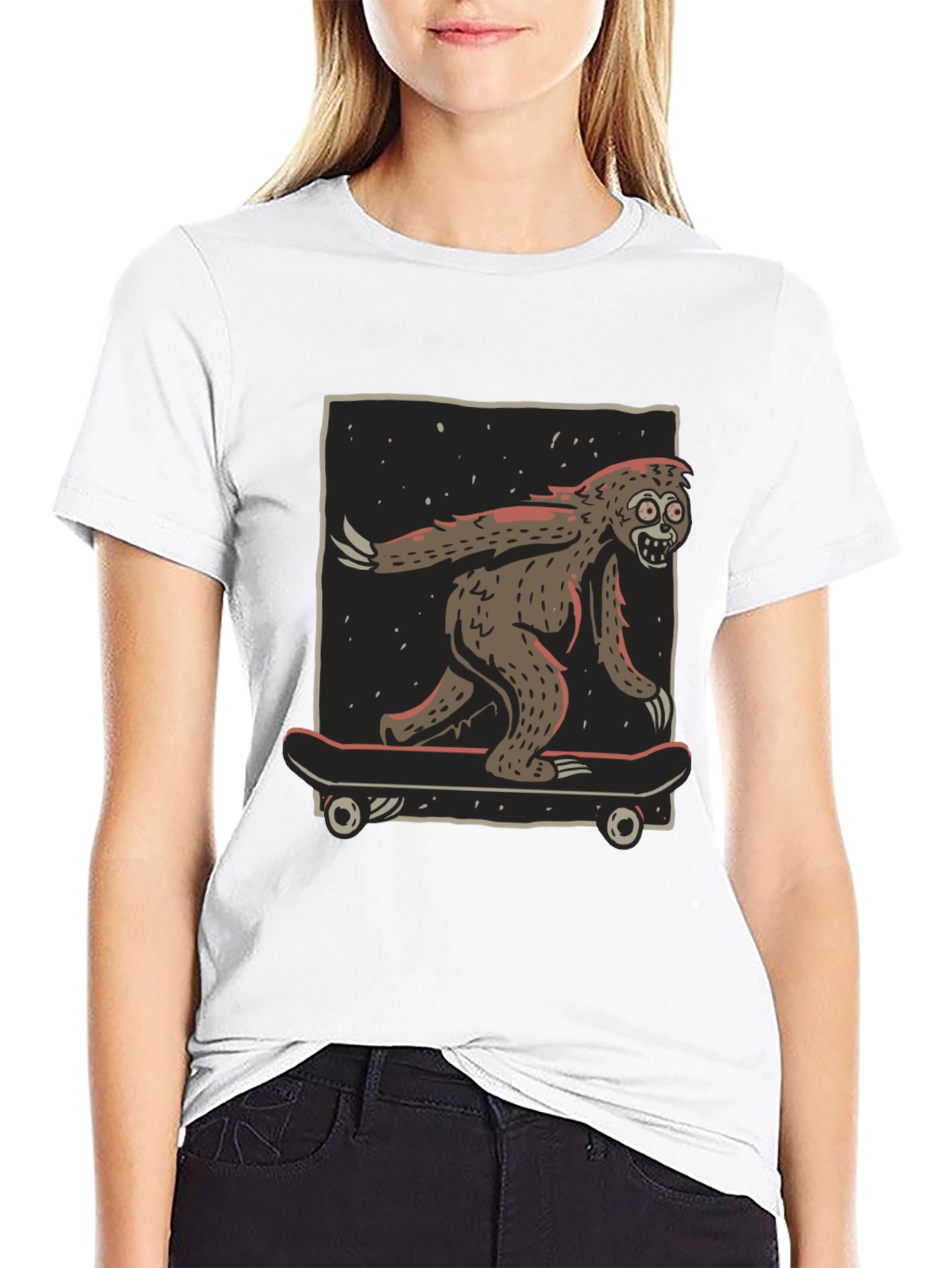 Camiseta Negra con Diseño de Yeti Skater