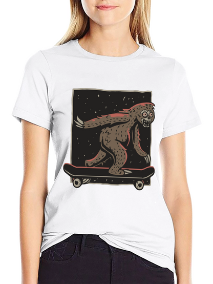 Camiseta Negra con Diseño de Yeti Skater
