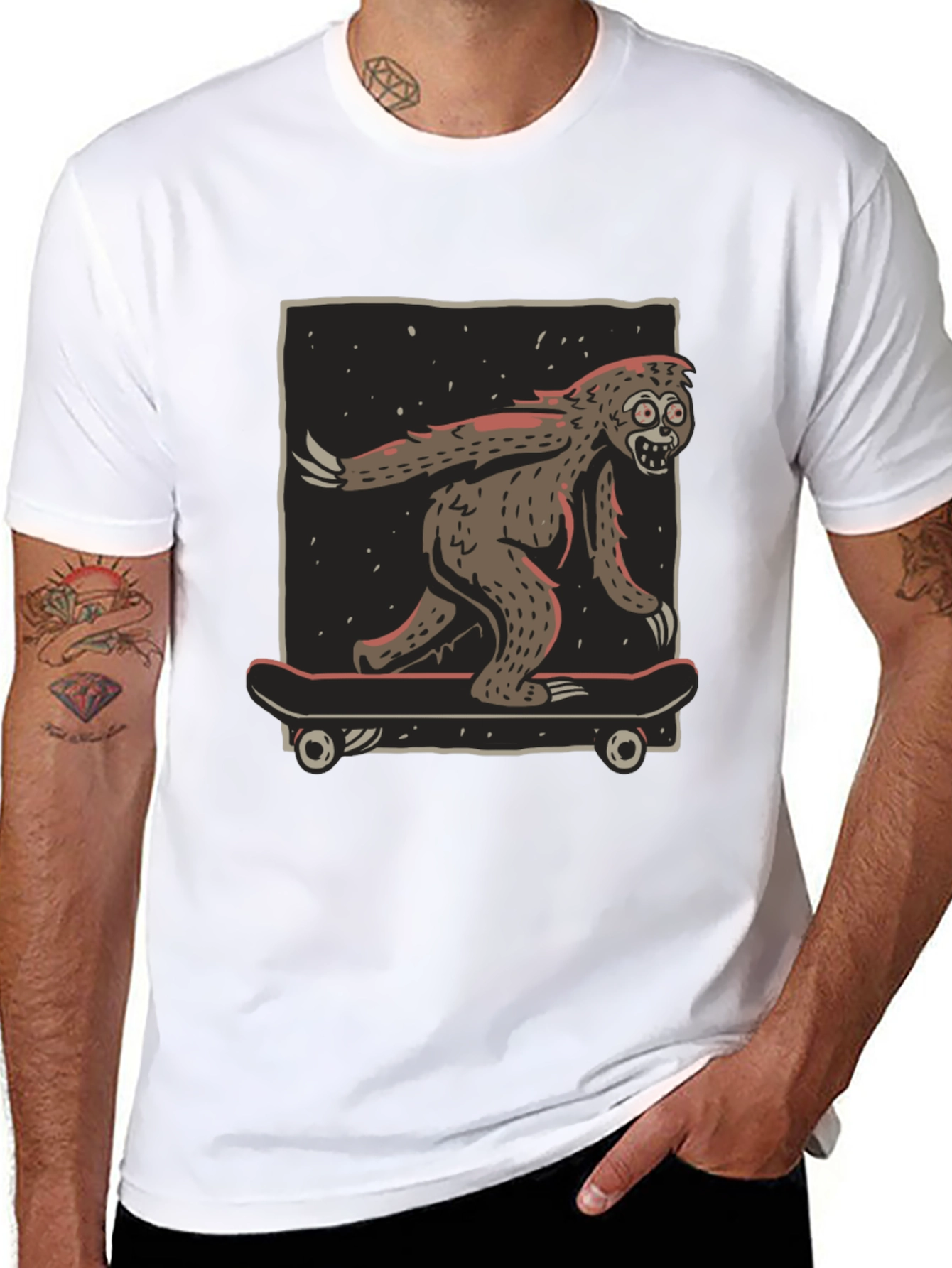 Camiseta Negra con Diseño de Yeti Skater