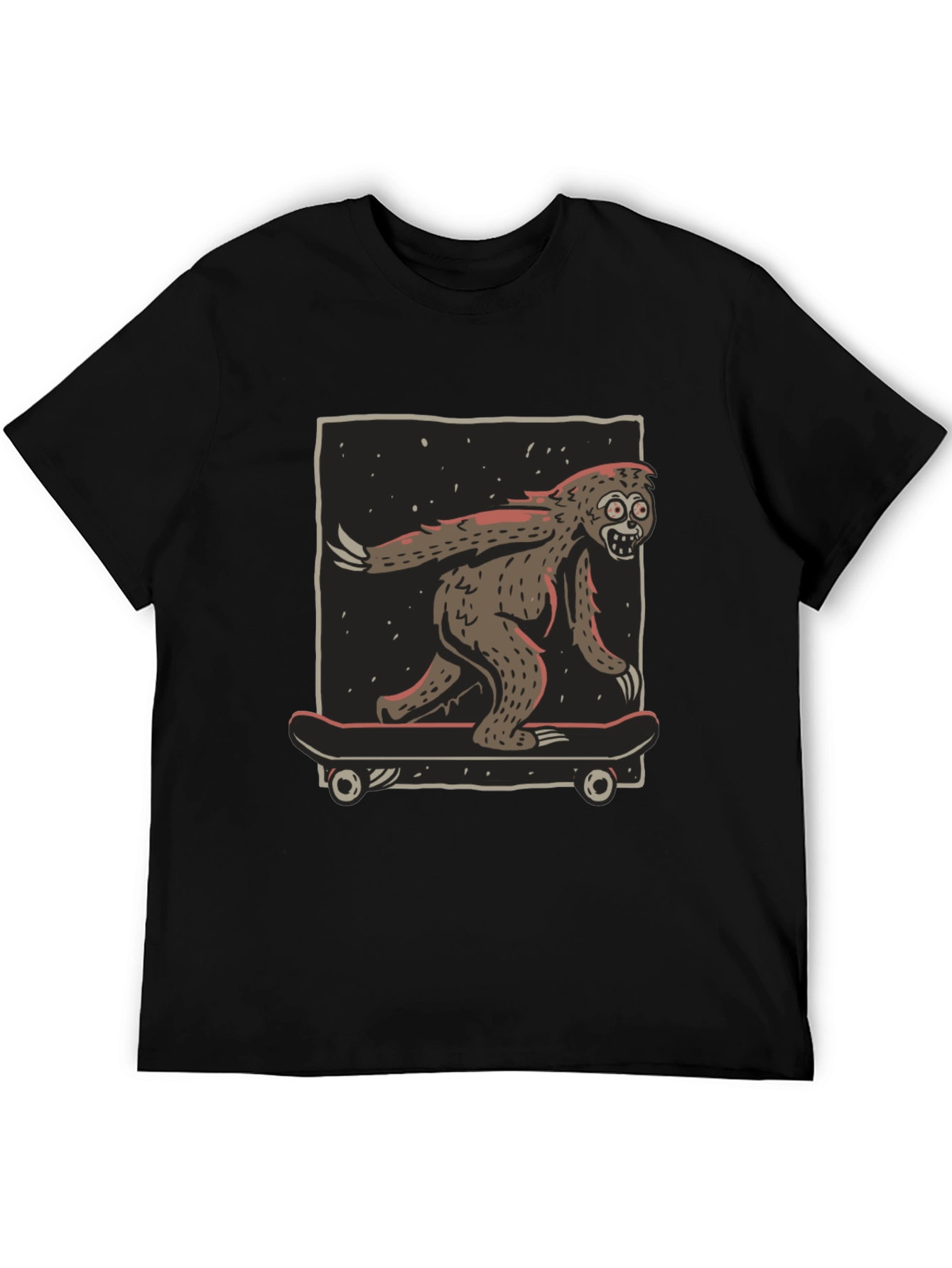 Camiseta Negra con Diseño de Yeti Skater