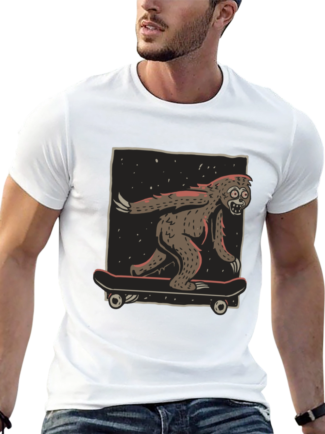 Camiseta Negra con Diseño de Yeti Skater