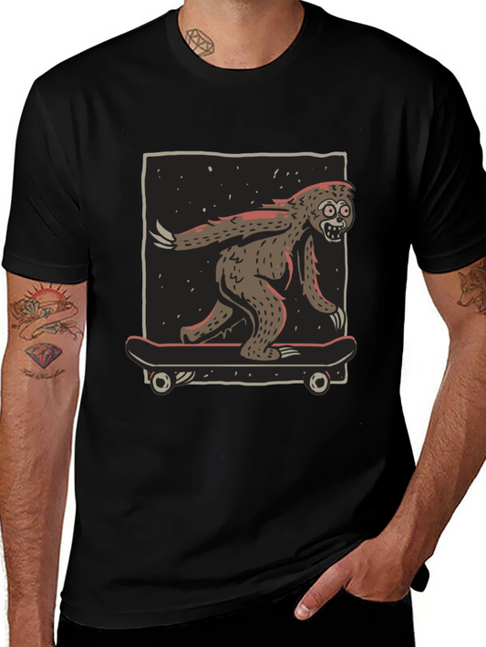 Camiseta Negra con Diseño de Yeti Skater