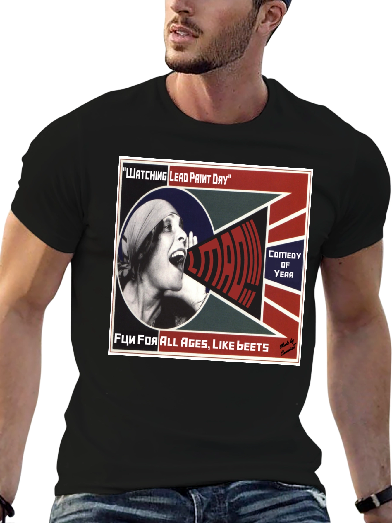 Camiseta Negra con Diseño Watching Lead Paint Day