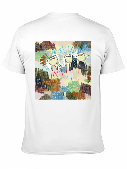Camiseta Negra con Diseño de Dientes Abstractos