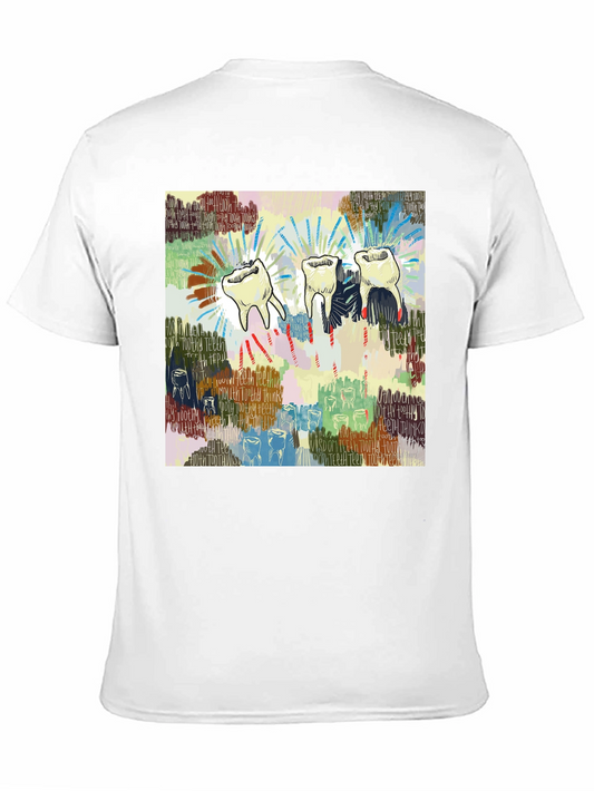 Camiseta Negra con Diseño de Dientes Abstractos