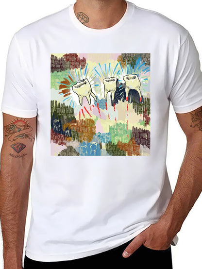 Camiseta Negra con Diseño de Dientes Abstractos