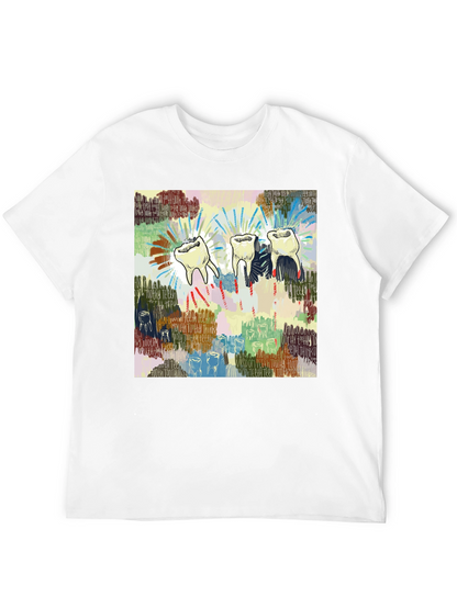 Camiseta Negra con Diseño de Dientes Abstractos