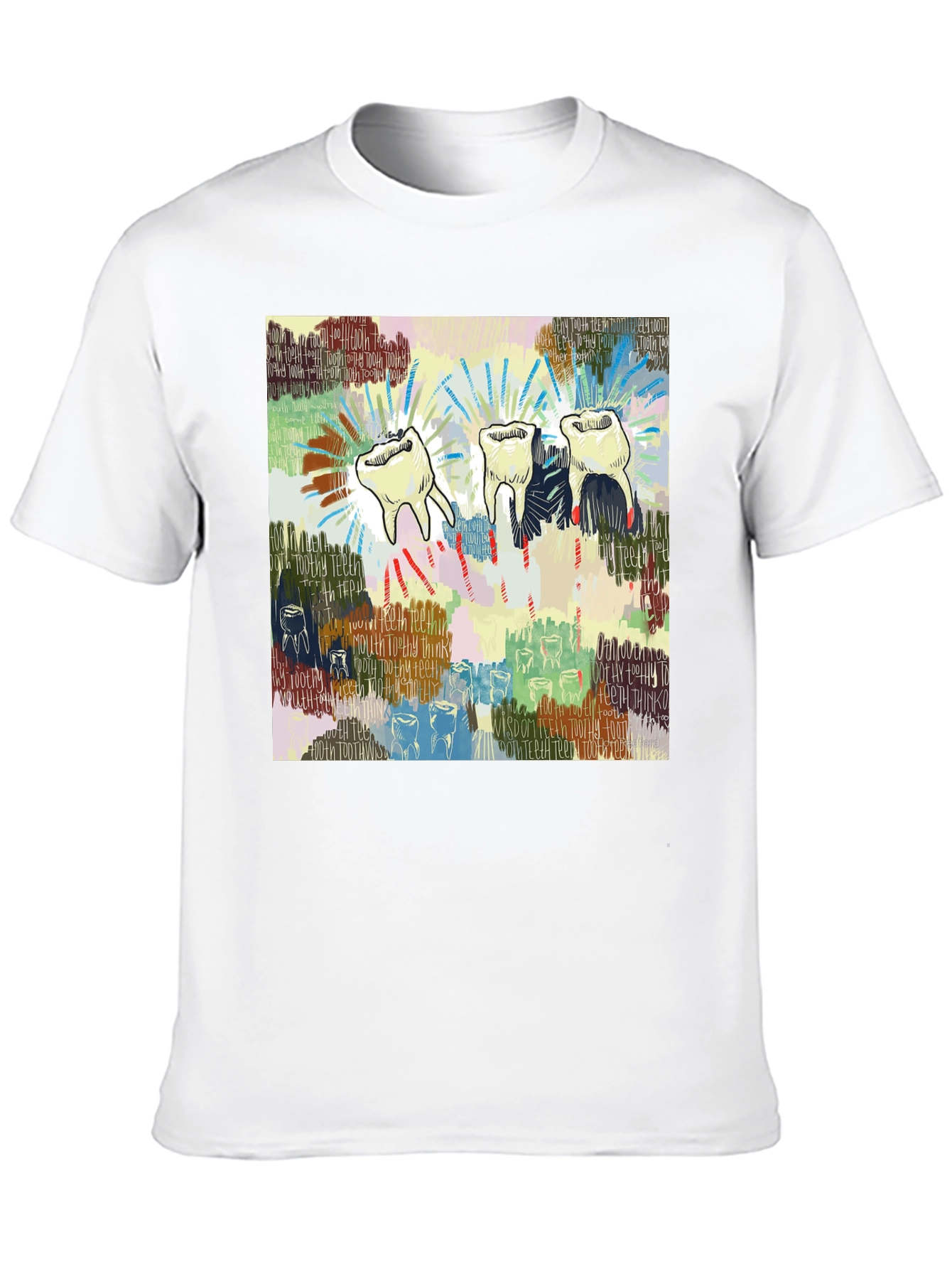 Camiseta Negra con Diseño de Dientes Abstractos