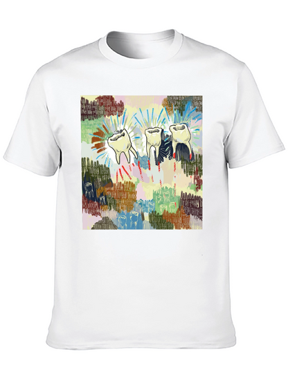 Camiseta Negra con Diseño de Dientes Abstractos