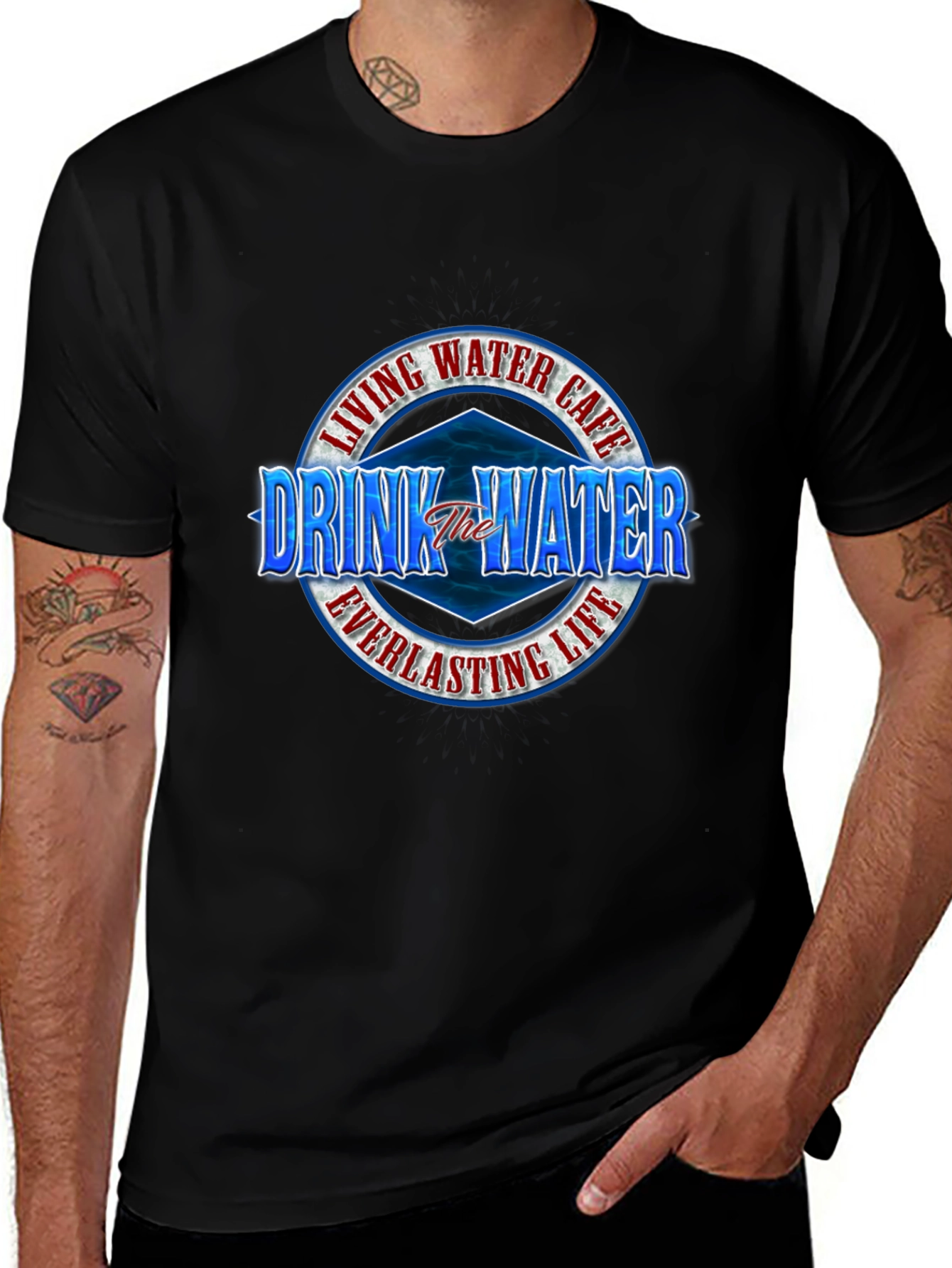 Camiseta Negra: Agua Viva Vida Eterna
