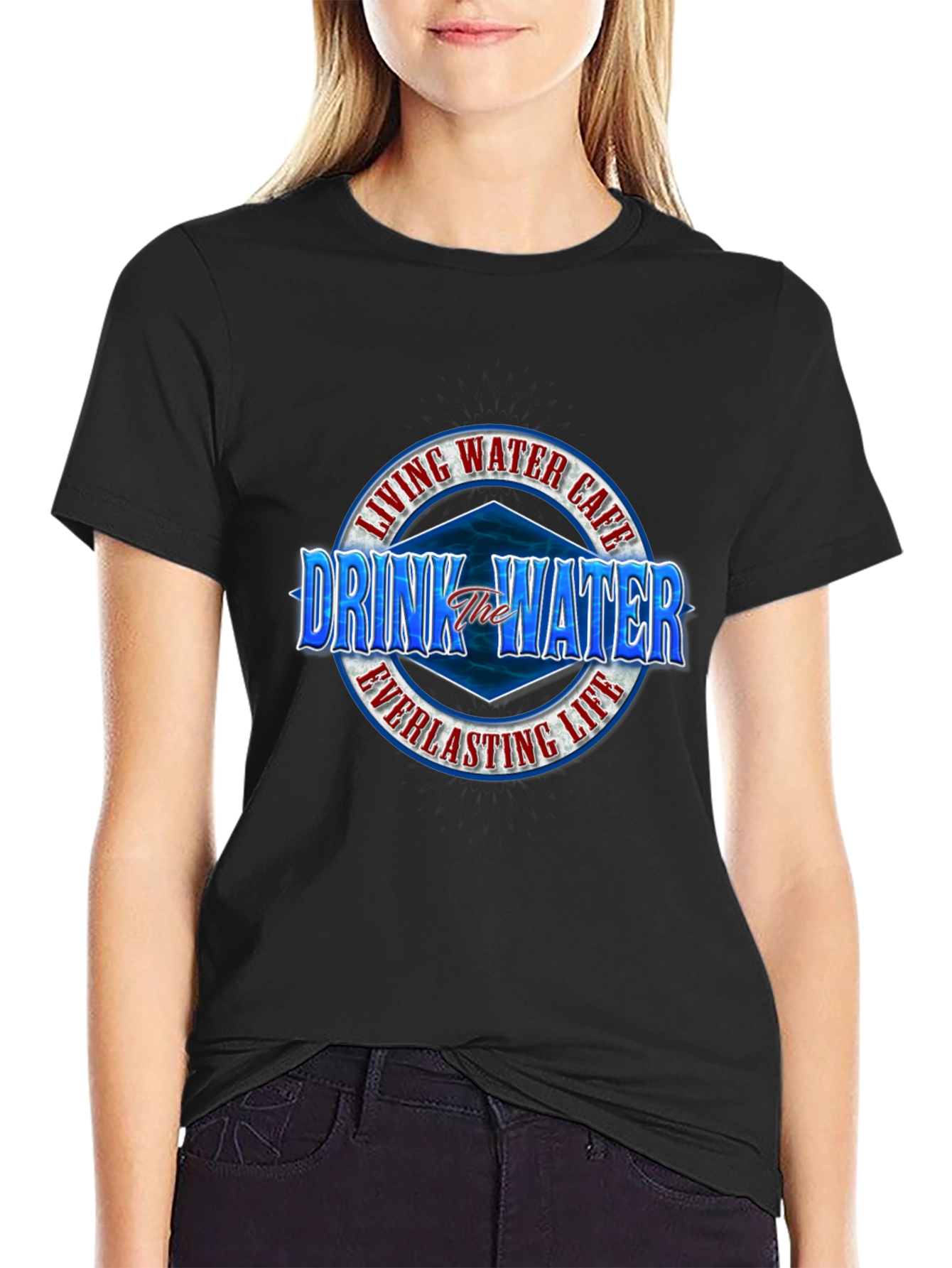 Camiseta Negra: Agua Viva Vida Eterna