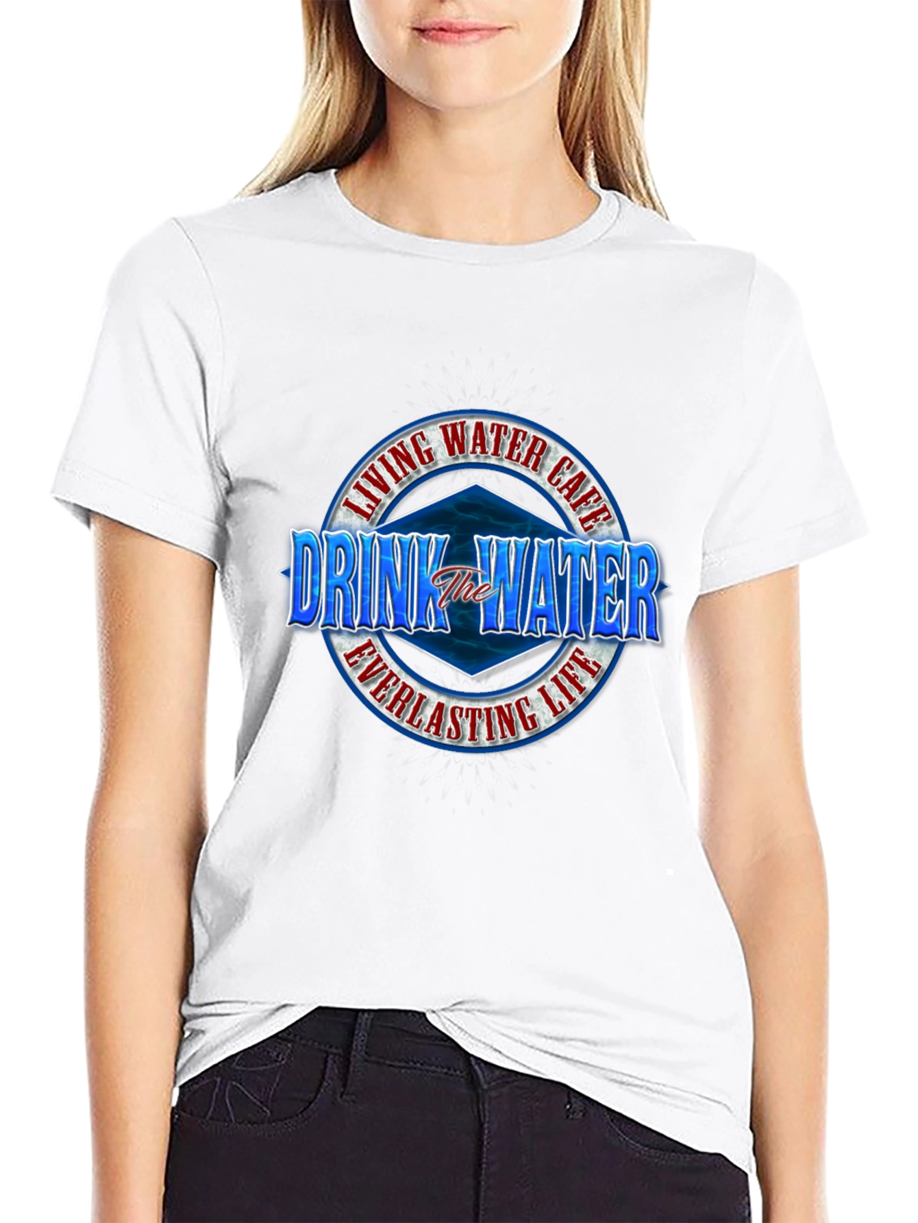Camiseta Negra: Agua Viva Vida Eterna
