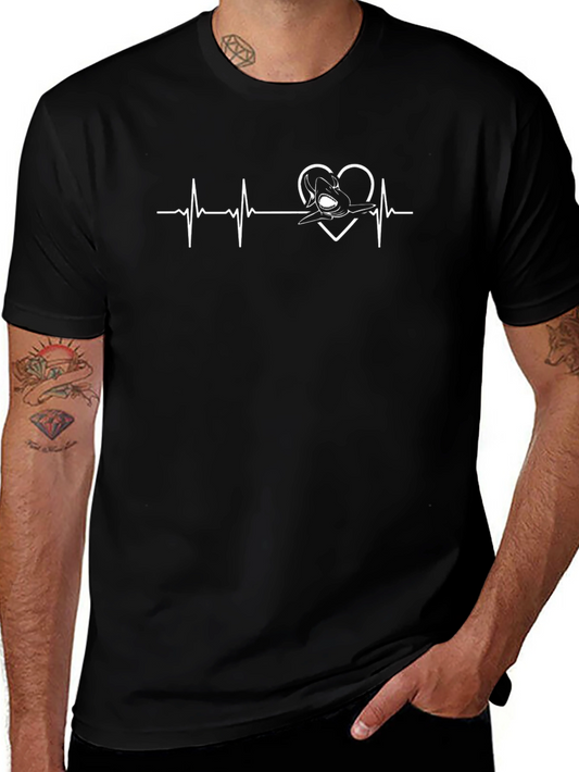 Camiseta Hombre Negra Diseño Latido Pato Corazón