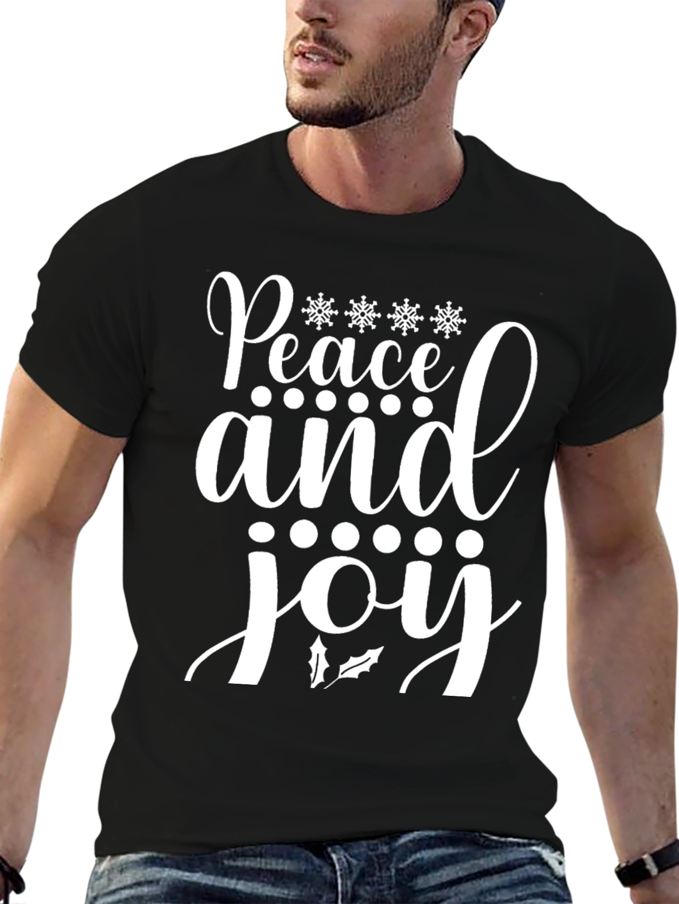 Camiseta Navideña Paz y Alegría para Hombre