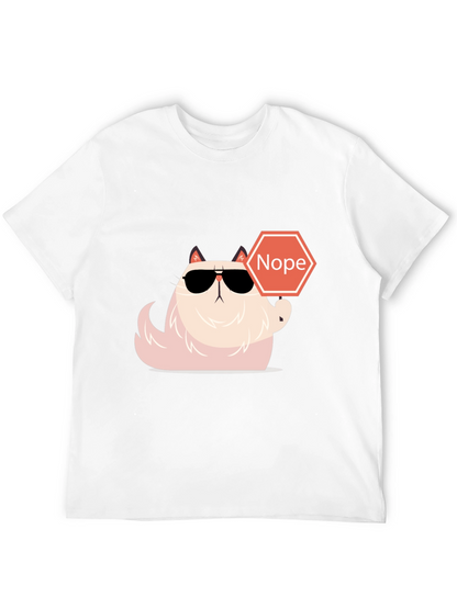 Camiseta Negra con Gato Nope - Estilo Divertido