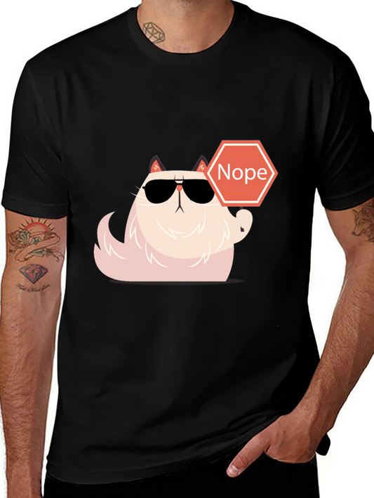Camiseta Negra con Gato Nope - Estilo Divertido