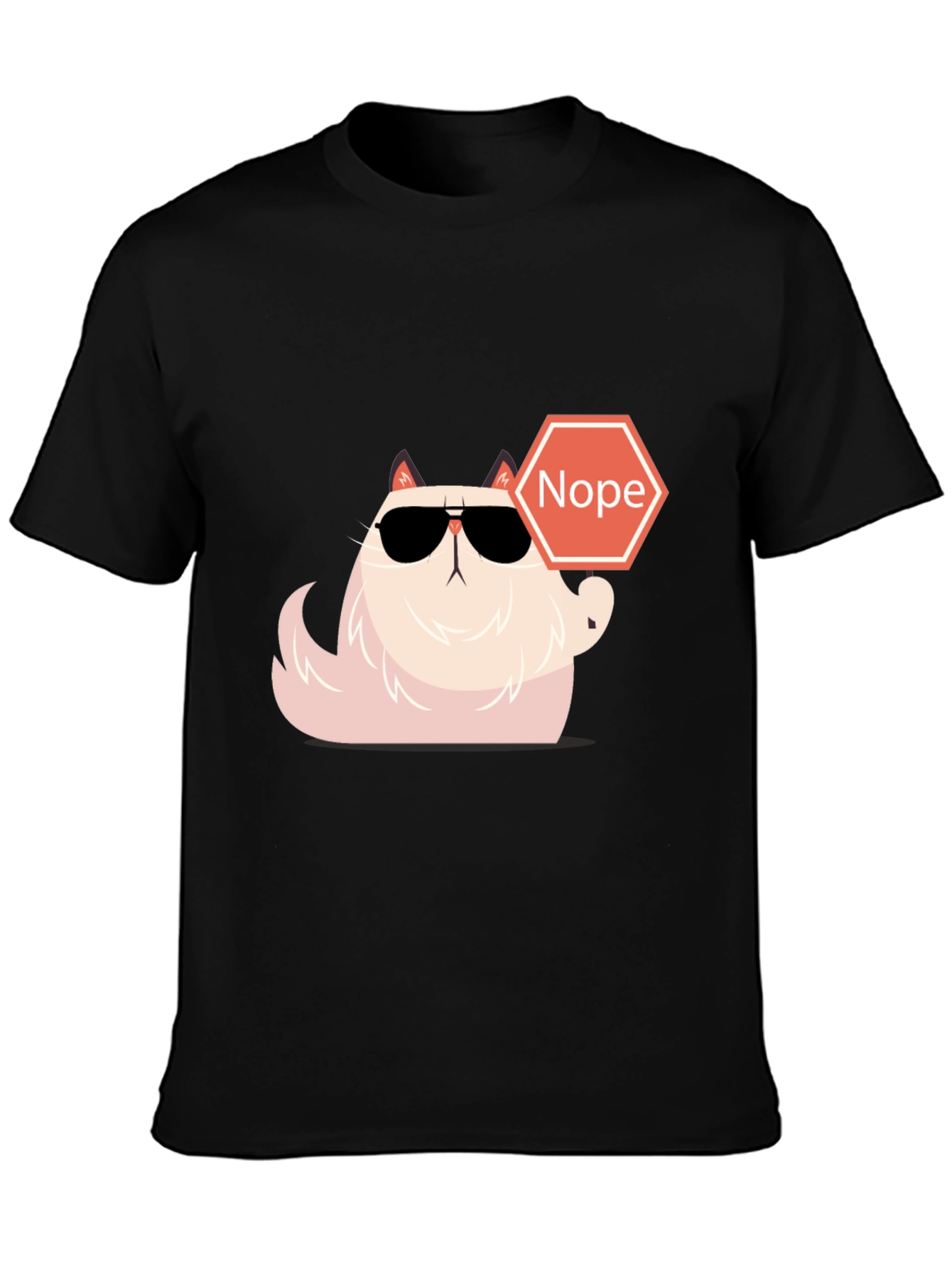 Camiseta Negra con Gato Nope - Estilo Divertido